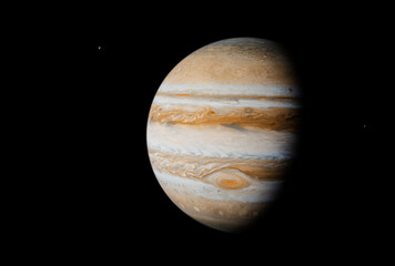 Jupiter in Space with Two Visible Moons - 3D Rendering © Darryl