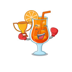 An elegant boxing winner of mai tai cocktail caricature design concept