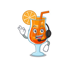 A stunning mai tai cocktail mascot character concept wearing headphone