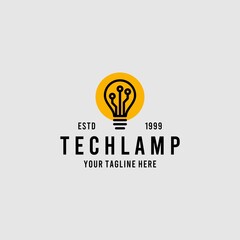 Bulb lamp technology logo with minimalist creative style