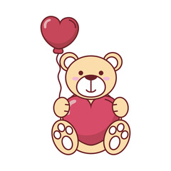 Fototapeta na wymiar Teddy bear with heart balloon vector design