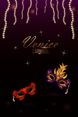 Venice Carnival/Venetian carnival colorful masks with feather and pearl.