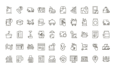 delivery food groceries service set icons