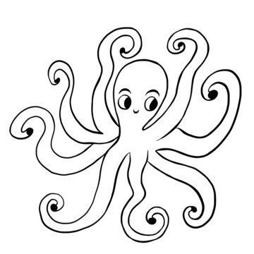 Octopus hand drawn vector illustration on white background 
