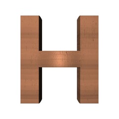 3D ENGLISH ALPHABET MADE OF BROWN PAINTED WALL : H