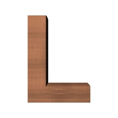 3D ENGLISH ALPHABET MADE OF BROWN PAINTED WALL : L