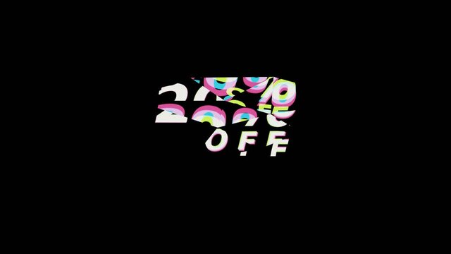 Sale promotion message with glitch effect animation for sale promotion advertising	