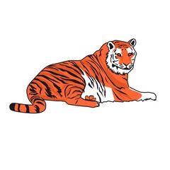flat vector illustration tiger on white background