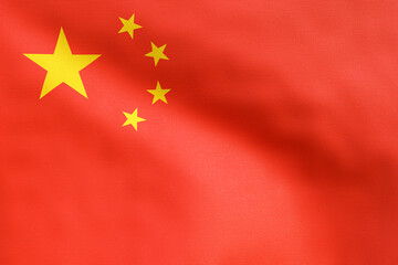 3D Rendering - Close Up flag of China. Realistic waving fabric China national flag.