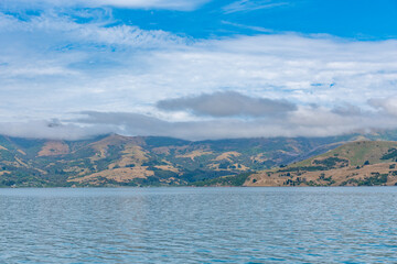 Coastline of Banks peninsula in New Zealand
