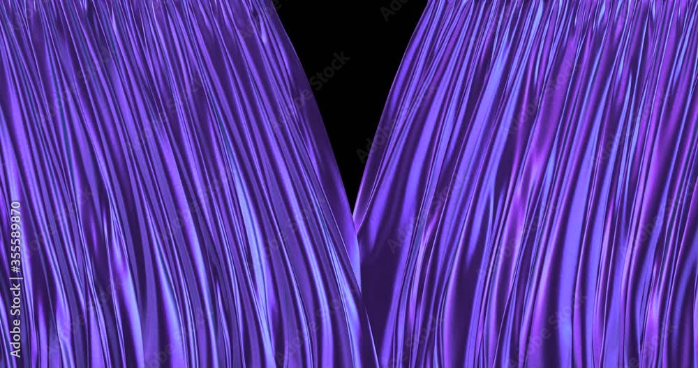Poster 3d animated realistic simulation of the textured purple curtain rendered as c4k, alpha matte is incl