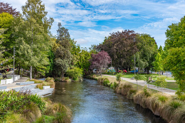 Riverside of Avon river in Christchurch, New Zealand