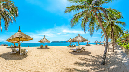 Obraz na płótnie Canvas Nha Trang, Vietnam Beautiful Scenery, a Tropical Coastal Vacation Paradise in Southeast Asia. 