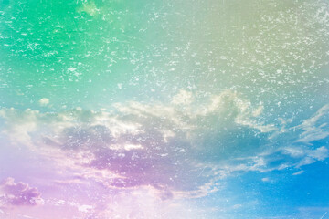 sky and cloud with pastel color filter and grunge texture.