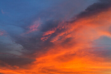 Beautiful colorful sunrise with dramatic clouds in the sky.