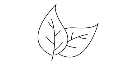  Leaf design line icon. Green line leaf plant outline symbol natur