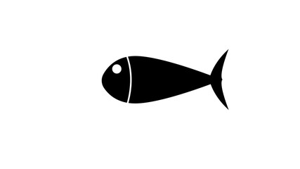 Black and white fish icon on white background