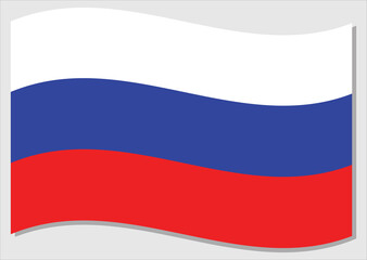 Fototapeta premium Waving flag of Russia vector graphic. Waving Russian flag illustration. Russia country flag wavin in the wind is a symbol of freedom and independence.