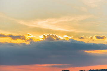 Sunset, clouds, summer, sun rays.Thailand.