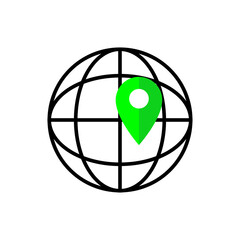 Globe with pin location icon
