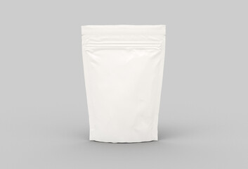 White food and snack pouch bag packaging mock-up design front view