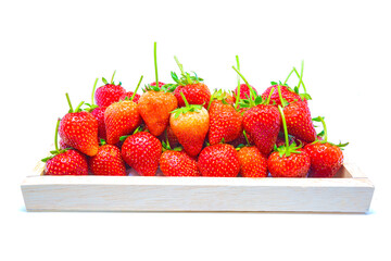Fresh ripe strawberries on a white background.