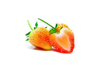 Fresh ripe strawberries on a white background.