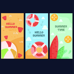 Fototapeta premium summer cards collection template flat design
