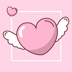 Valentines day heart with wings vector design