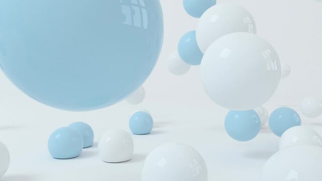 Bouncing soft balls with white background, 3d rendering.