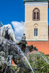 Fragment of the Neptune Fountain in the center of Berlin