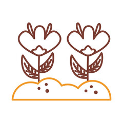 flowers on earth line style icon vector design