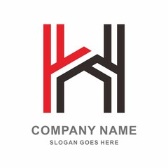 Monogram Letter H Geometric Square Cube Business Company Vector Logo Design