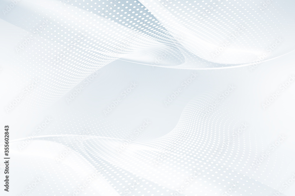 Poster white soft perspective flow halftone waves background. wavy pattern dots. abstract creative graphic.