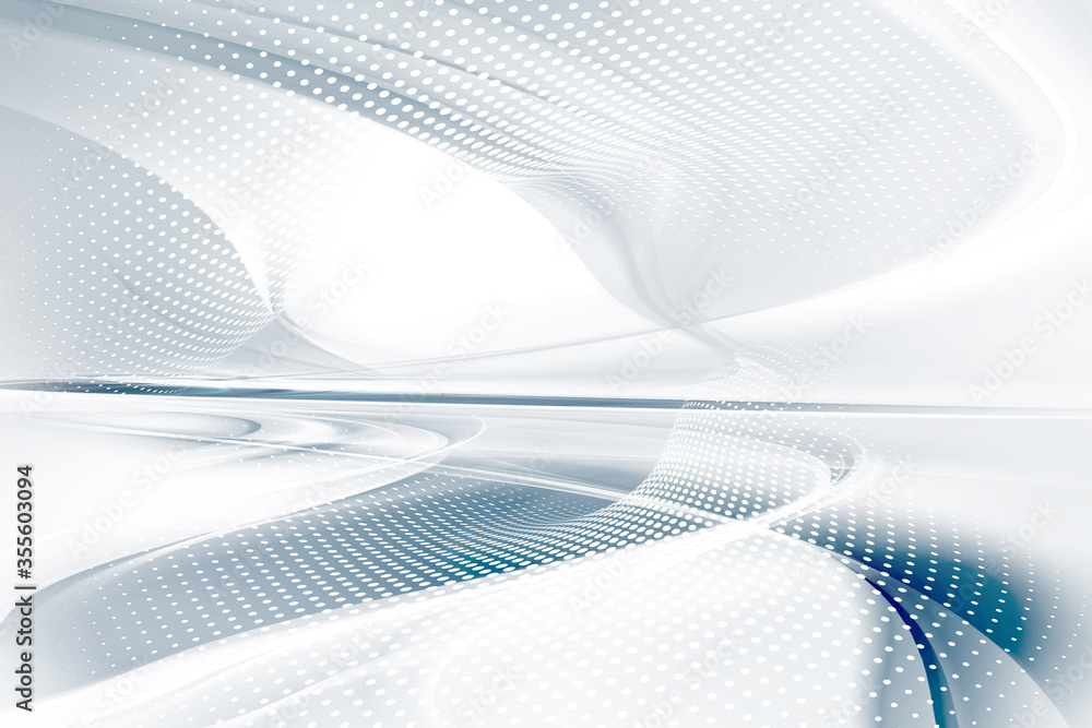 Aufkleber white gray perspective flow halftone waves background. blurred pattern dots. abstract creative graph
