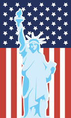 Usa flag and liberty statue vector design