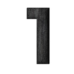 3D NUMBER MADE OF BLACK CHARCOAL TEXTURE : 1 ONE