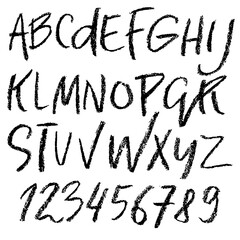 Handwritten vector pensil alphabet. Pensil texture. Modern hand drawn alphabet. Isolated letters.