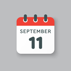 Calendar icon day 11 September, template date days