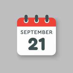 Fototapeta premium Calendar icon day 21 September, template date days