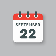 Fototapeta premium Calendar icon day 22 September, template date days