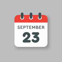 Calendar icon day 23 September, template date days