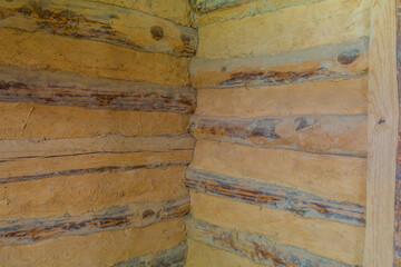 Interior corner of log cabin