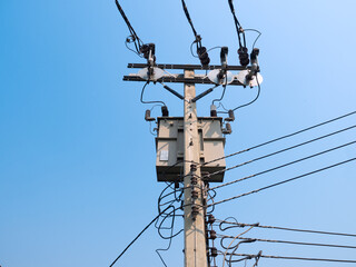 electrical power line in pole for transmission power energy