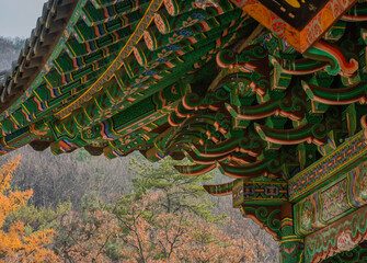 Obraz premium Corner roof of Buddhist temple