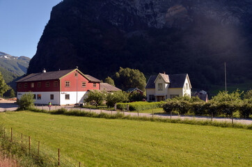 Beautiful Norwegian countryside .
 Flam, Norway, Scandinavia
