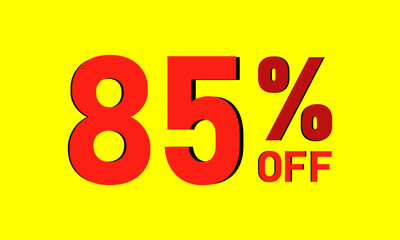 85% OFF text on yellow background