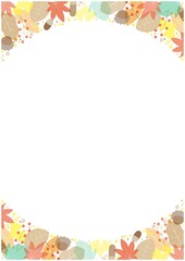 秋のキラキラした落ち葉のフレーム02