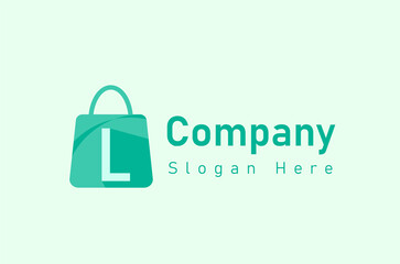 Abstract letter L on shopping bag, Abstract shopping logo. Online shop logo design