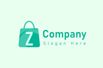 Abstract letter Z on shopping bag, Abstract shopping logo. Online shop logo design